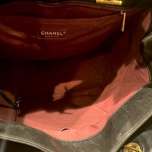 Chanel large lamb skin tote black
